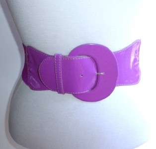 Wide Cinch Dark Lavender 80s Retro Patent Leather Belt  