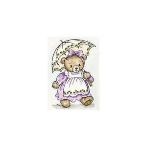  Stampavie Tina Wenke Clear Stamp Bear With Parasol 3 1/2 