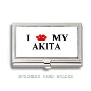  Akita Love My Dog Paw Business Card Holder Case 