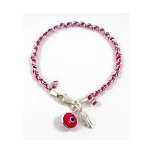 Kabbalah Bracelet   Hand of Fatima and Red Evil Eye, 7.5 inches by 