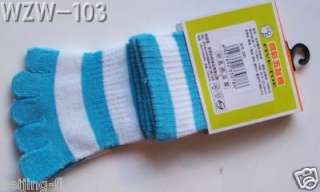 Pairs striped women Five Toe Socks assorted Color  