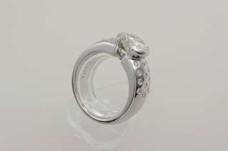 18K White Gold 1.90 ct Round Moissanite Engagement Ring & 0.25 Cts 