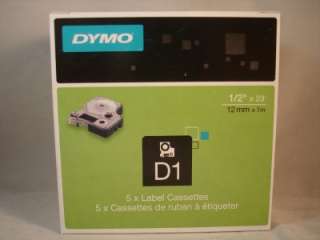   Pack DYMO D1 45013 Black on White Labels Cassettes 1/2 x 23 each