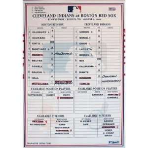 Indians at Red Sox 8 05 2010 Game Used Lineup Card (LH818960)   Other 
