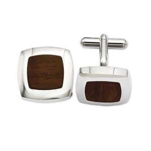 Stainless Steel Wood Inlay Cuff Links Jewelry