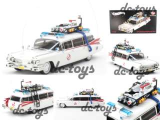 Hot Wheels Elite W1194 ECTO 1 Cadillac Ghostbusters 1:43 Diecast White 