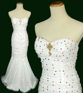 BETSY & ADAM $170 White Prom Ball Evening Formal Gown  