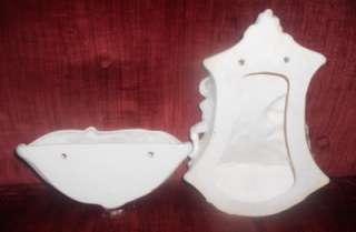 2pc. VINTAGE ELEY MOLD WHITE CERAMIC WALL HANGING  