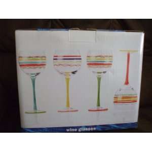  Set of 4 Hand Painted Wine Glasses: Kitchen & Dining