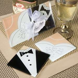   : Bride and Groom Coaster Set (Set of 6)   Wedding Party Favors: Baby