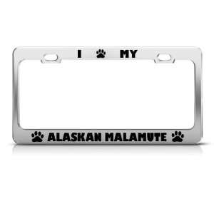 Alaskan Malamute Dog Dogs Chrome license plate frame Stainless Metal 