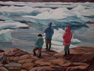 Anna Noeh Painting Inuit Eskimo Seal Hunters Return 1976 Canadian 