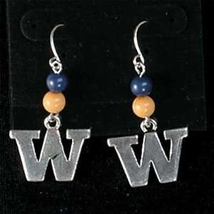  Washington Huskies Beaded Wire Logo Earring NCAA College Athletics 