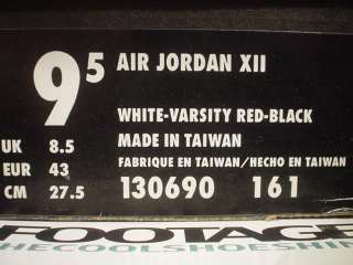 1996 OG ORIGINAL Nike Air Jordan XII 12 WHITE VARSITY RED BLACK SILVER 