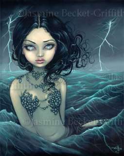 Sea Storm Mermaid gothic fairy fantasy art 8x10 PRINT  
