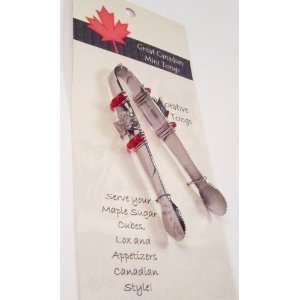 Dazzling Gourmet Canadian Souvenir Maple Leaf Mini Tongs:  