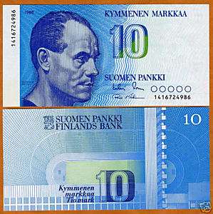 Finland, 10 Markkaa, 1986, the last pre Euro, P 113 UNC  