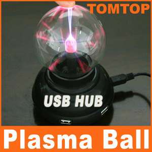 ports USB HUB Plasma Ball Sphere Light Lamp Desktop Light Show For 