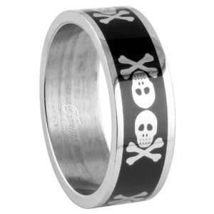    316L Stainless Steel Skull Ring   Width: 8mm   Size 10: Jewelry