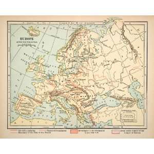  1921 Print Map Europe Post First World War Boundaries 