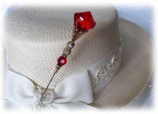 LARGE SPARKLING RED HATPIN With RHINESTONES  
