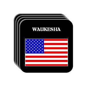  US Flag   Waukesha, Wisconsin (WI) Set of 4 Mini Mousepad 
