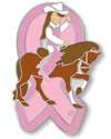 Breast Cancer Cowgirl Rodeo Horse Rider Ribbon Pin New  