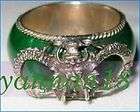 Green Jade Ring Fine Silver Dragon Pendant