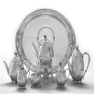   Sterling 7 PC Tea & Coffee Service w/ Hot Water Kettle: Home & Kitchen