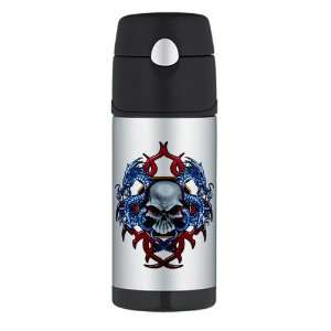    Thermos Travel Water Bottle Skull With Dragons: Everything Else