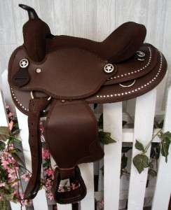 12 BROWN Bling PONY Synthetic Western trail Saddle Kid  