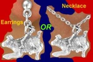 Earrings Necklace BULL RIDING Rider Western Hat Jewelry  