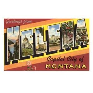  Greetings from Helena, Montana Giclee Poster Print, 24x32 
