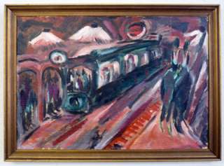 Early Expressionist, modernist, subway station scene, first half of 20 
