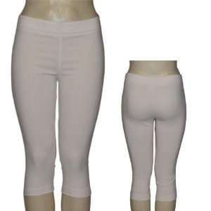  Ladies Fashion Tight Fitted Capri Pants   White Case Pack 