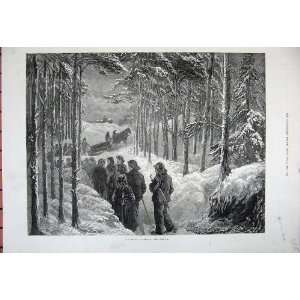  1881 Funeral Norway Horse Sledge Trees Snow Fine Art