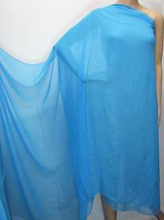 REAL Silk Chiffon Fabric Georgett Cerulean Blue Meter  