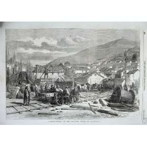   1855 Railway Works Balaclava Waggon Tracks Mountains