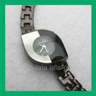   Elegant Lotus Quartz Bracelet Round Wrist Watch Women Female black
