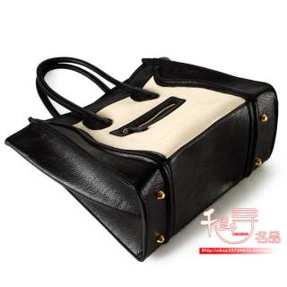Gossip Girl Bag PU Leather Luggage Tote Smile Handbag Black / White 