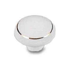  Ceramic Knob w/ Gold Ring 1 3/8 K35 P288WHGR