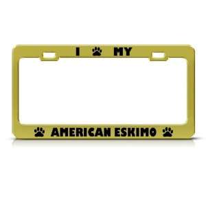  American Eskimo Dog Gold Animal Metal license plate frame 