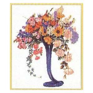  Elegant Cut Flowers Cross Stitch Kit: Arts, Crafts 