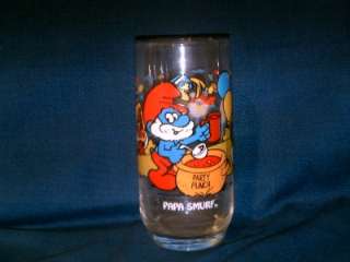 Peyo 1983 Papa Smurf Glass Wallace Berrie & Co. Party  