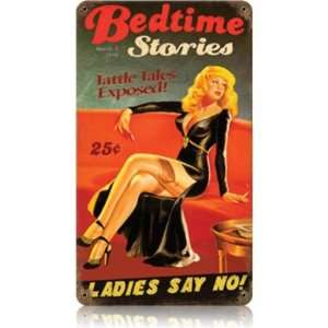 Bedtime Stories Pinup Girls Vintage Metal Sign   Victory Vintage Signs