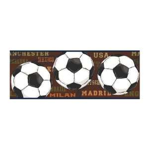   He Scores Soccer Pre pasted Wallpaper Border, Brown: Home Improvement