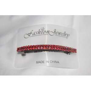  Red Double Line Rhinestone 3.5 Black French Clip 