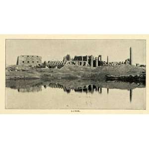 1901 Print Luxor Temple Ancient Thebes Museum Ruins Tourism Nile River 