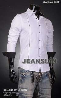 VVW Designer Mens Stylish Dress Shirts Top Black/White  