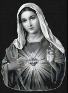 Virgin Mary Sacred Heart Catholic Cross Stitch Pattern  